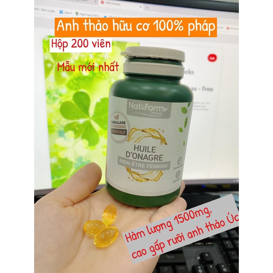Viên Uống Hoa Anh Thảo Hữu Cơ Nat & Form Huile Onagre - 200 viên