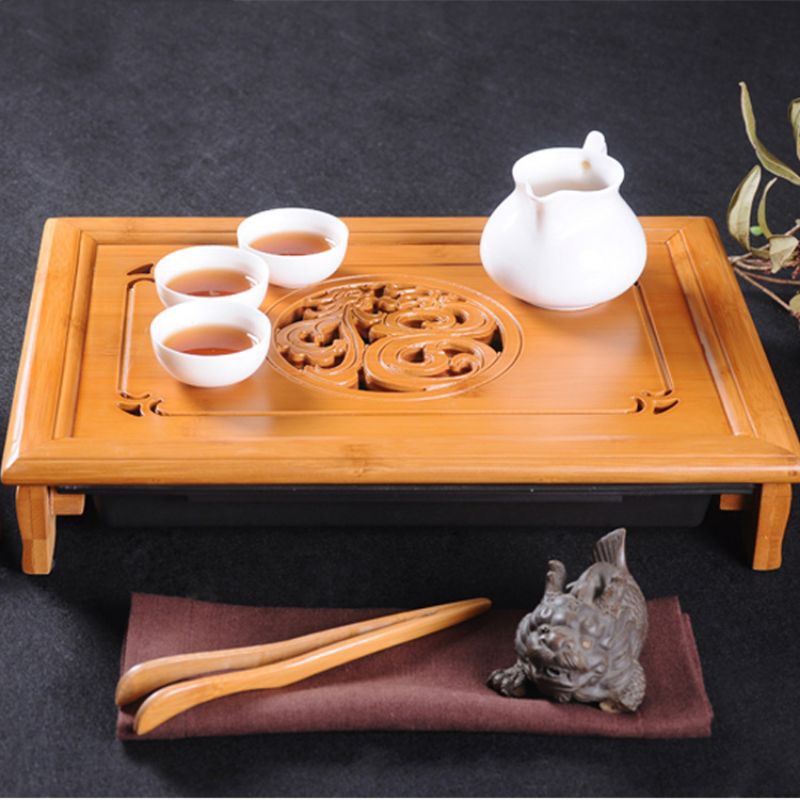 Khay trà, bàn trà Đạo bằng tre  thông minh cao cấp điêu khắc kiểu Nhật-  tea tray, Japanese style tea table