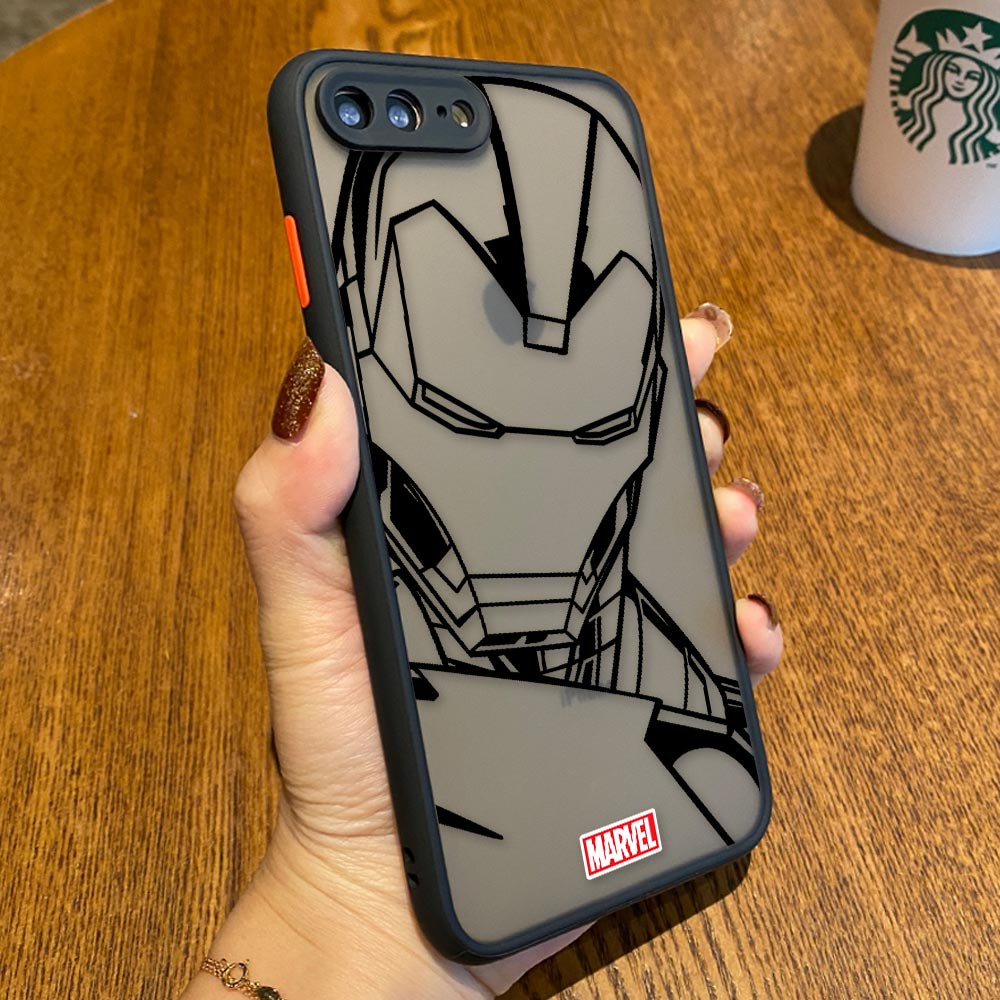 Ốp Điện Thoại Silicon Trong Suốt Họa Tiết Marvel Độc Đáo Chống Sốc Cho iPhone 11 12 13 Pro Max XS X