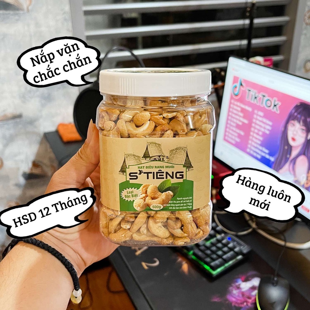 1KG Hạt điều rang muối Sạch Vỏ lụa Bình Phước loại vở STiêng hộp trắng