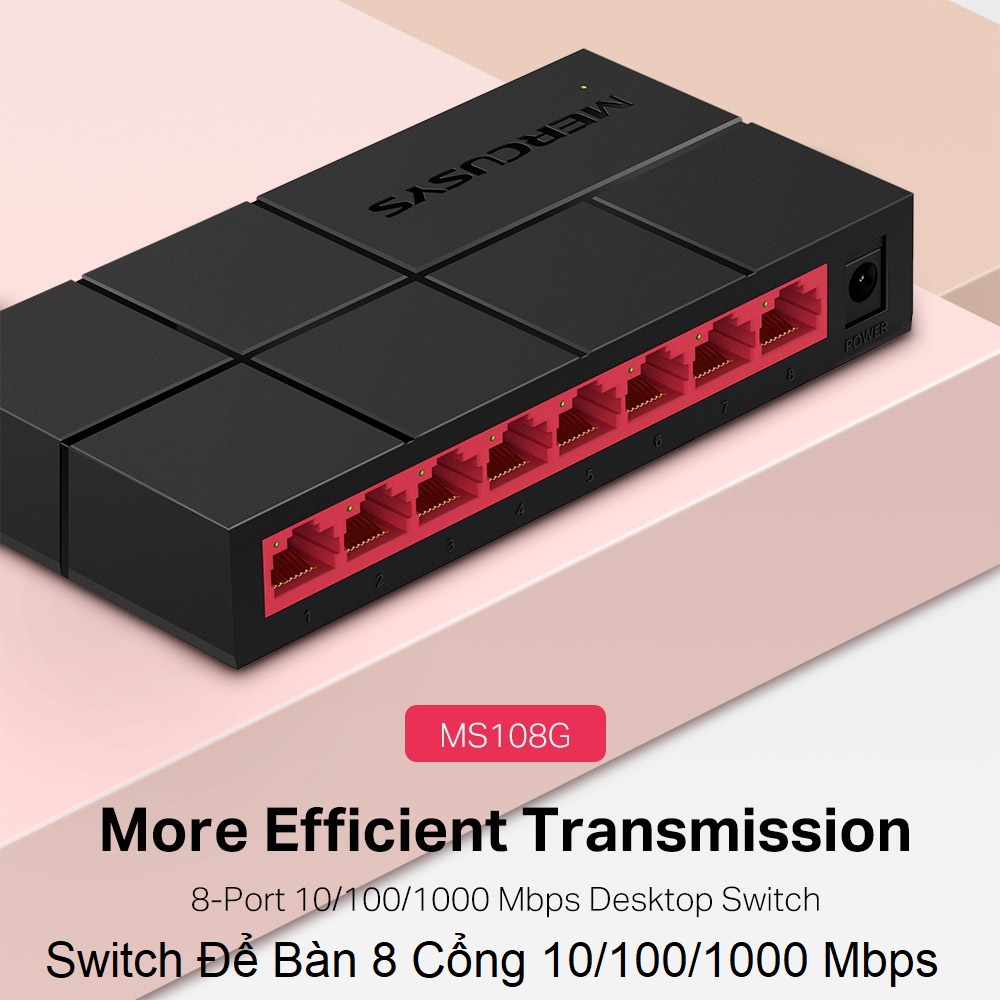 Bộ Chia Tín Hiệu Để Bàn Mercusys MS108G Switch 8 Cổng - Sản phẩm chính hãng