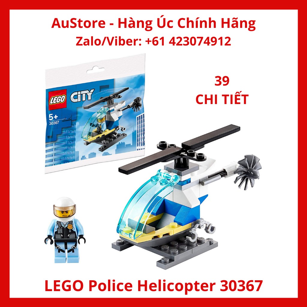 60275, 30367 - Trực Thăng Cảnh Sát -LEGO City Minifigure Police Helicopter with Pilot and Stand 30367