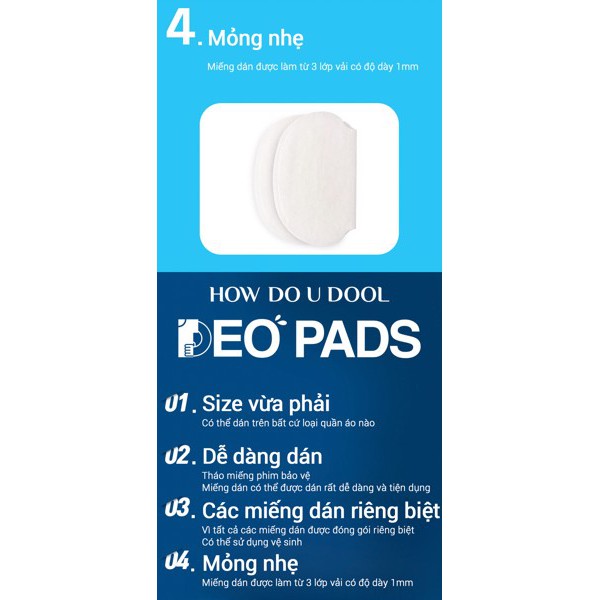 [SALE RẺ VÔ ĐỊCH] Miếng dán thấm hút vùng nách How Do U Dool Deo Pads (1 hộp -14 miếng) - The Beauty Guide