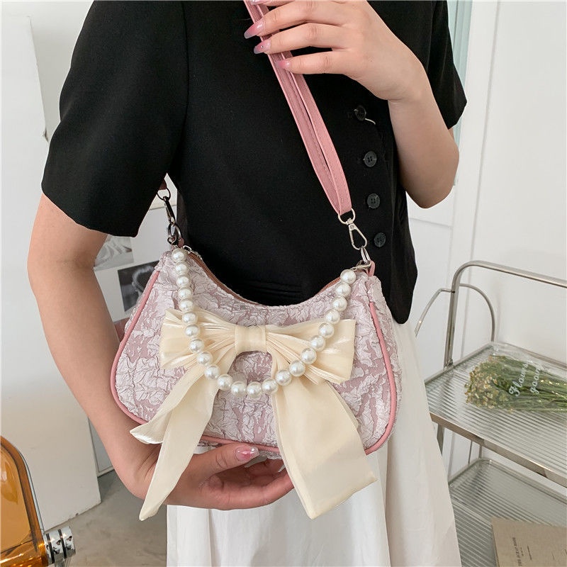 Jiashucheng Túi Xách Đính Nơ Ngọc Trai Thời Trang Mùa Hè Cho Nữ
