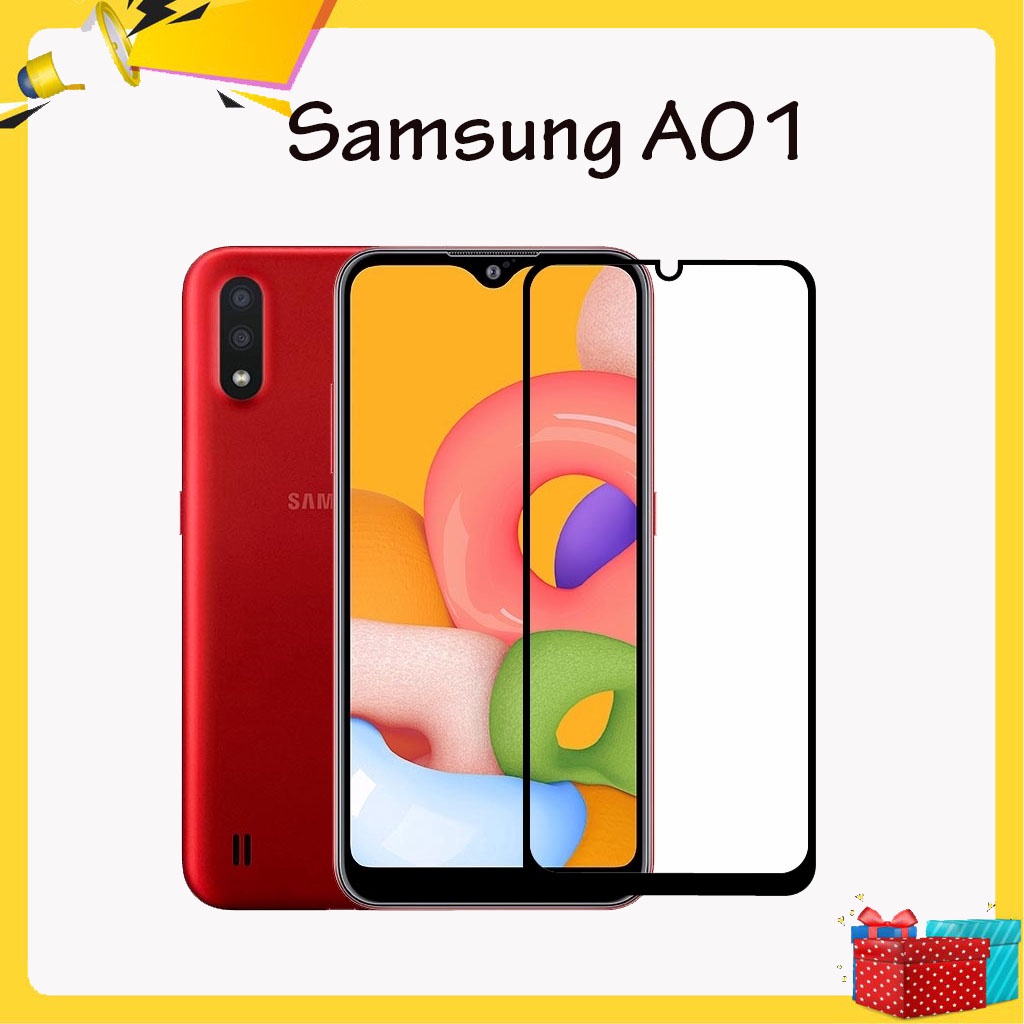 Kính Cường lực Samsung A01 2020 Full Màn Hình - Độ Cứng 9H Bảo Vệ Tuyệt Đối , Tặng Kèm Khăn Lau [freeship50k]