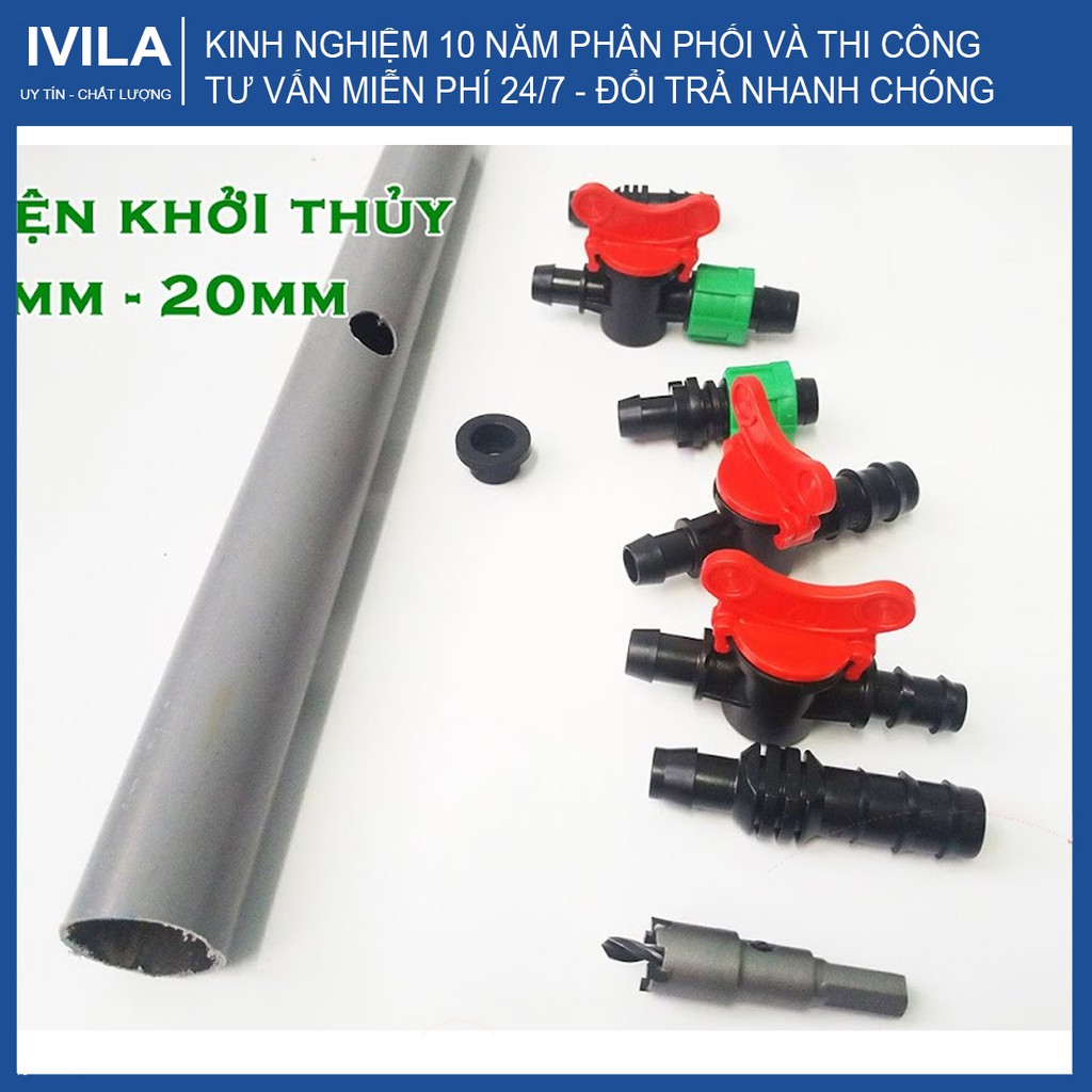 Van khóa khởi thủy LDPE 16 kèm gioăng cao su - Van khóa 1 đầu khởi thủy 16mm, 1 đầu ra ống LDPE 16mm