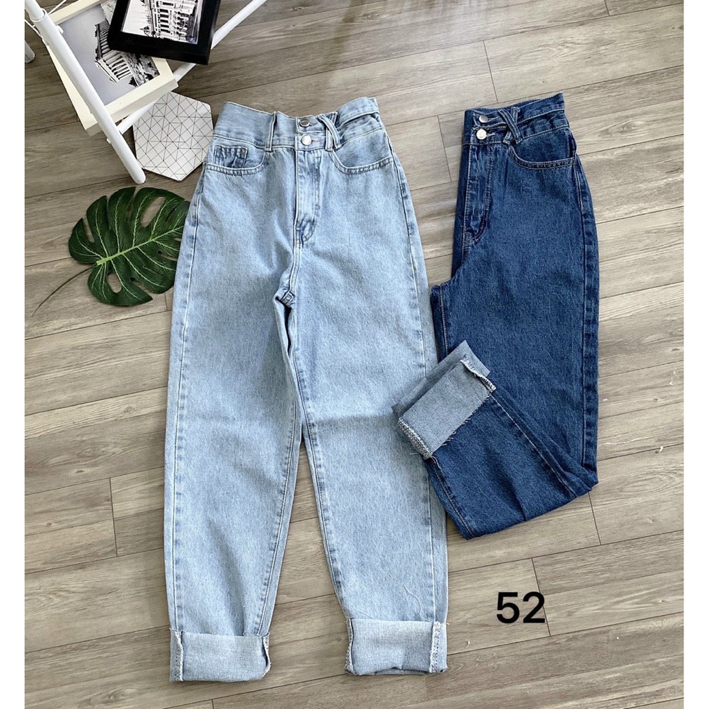 Quần jean baggy nữ 🚀 FREESHIP 🚀 Quần jean baggy nữ lưng cao 2 nút size đại từ 40kg đến 75kg Bigsize MS52 2KJean