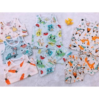 Set 5 bộ ba lỗ cotton sợi tre cho bé