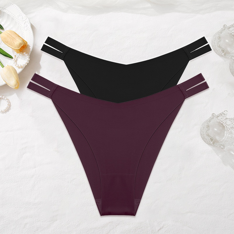 Bộ 2 quần lót CUTEBYTE lưng thấp vải lụa lạnh dễ thương cho nữ - size S-Xl