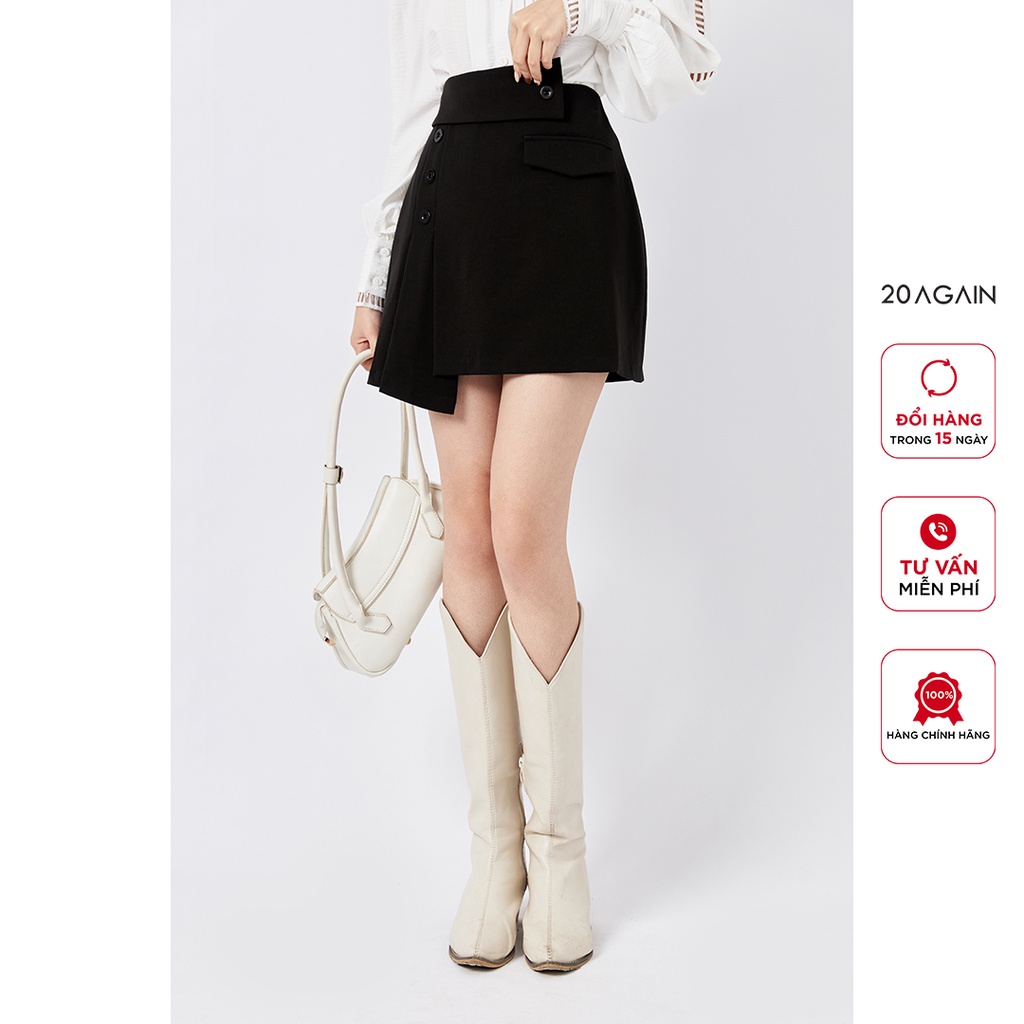 [Mã WABR20AG15 giảm 10% đơn 99K] Chân váy xòe ly lệch 1 bên 20AGAIN JXA1226