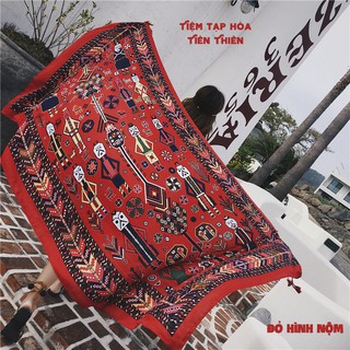 Khăn thổ cẩm họa tiết boho Đỏ 140k (ẢNH THẬT)