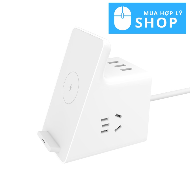 Ổ Cắm Điện Chính Hãng Xiaomi Kiêm Sạc Nhanh Không Dây, Chống Cháy, An toàn Trẻ em, Tích Hợp Cổng USB