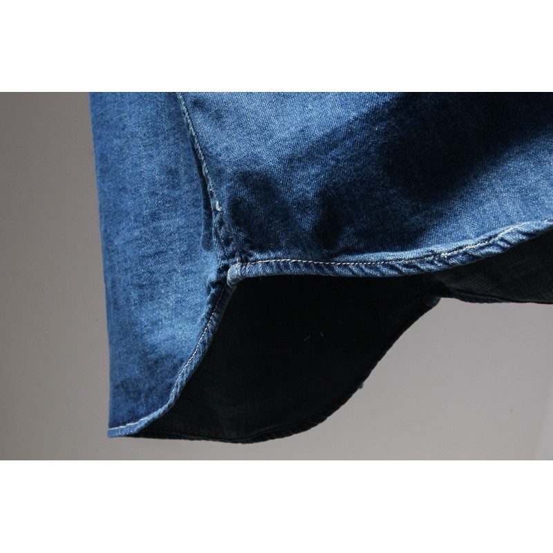 Áo sơ mi denim xanh than Việt Nam xuất dư