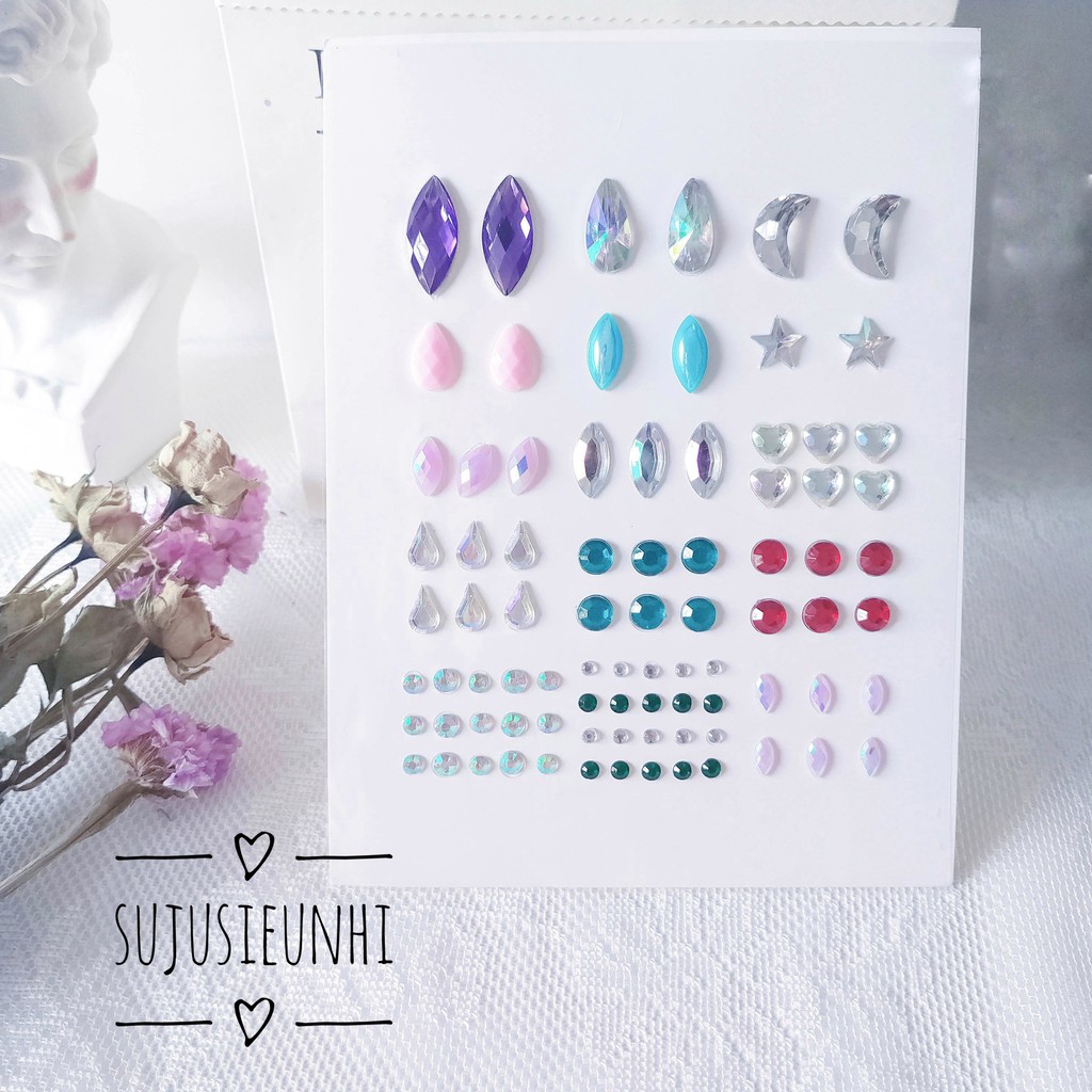 (13 mẫu đẹp nhất) đá đính mắt makeup , đá dán mặt trang điểm đủ hình, trăng sao lấp lánh