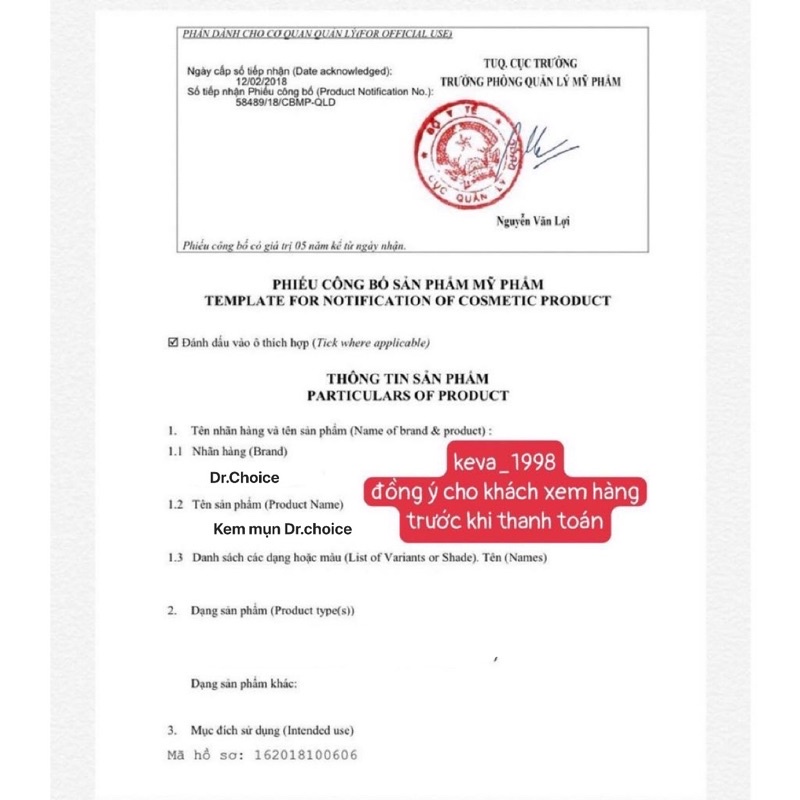 (CAM KẾT CHÍNH HÃNG) KEM DR.CHOICE - XÓA MỤN , THÂM , SẸO , LỖ CHÂN LÔNG TO , TRẮNG DA | BigBuy360 - bigbuy360.vn