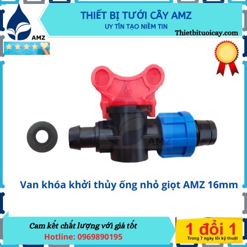 Van khóa khởi thủy ống nhỏ giọt 16mm - 10 bộ + zoong cao su