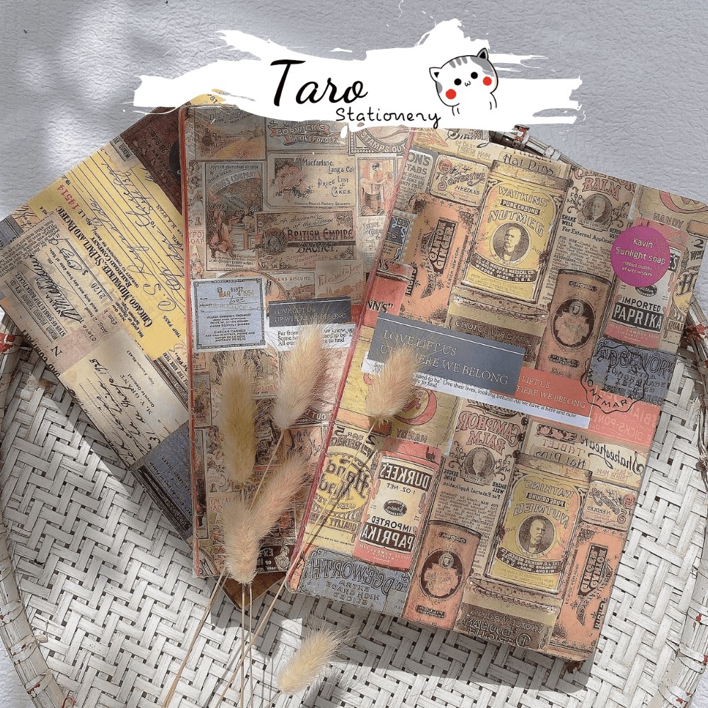 Sổ tay A5 cổ điển vintage làm sổ bullet journal retro K01 Taro Stationery