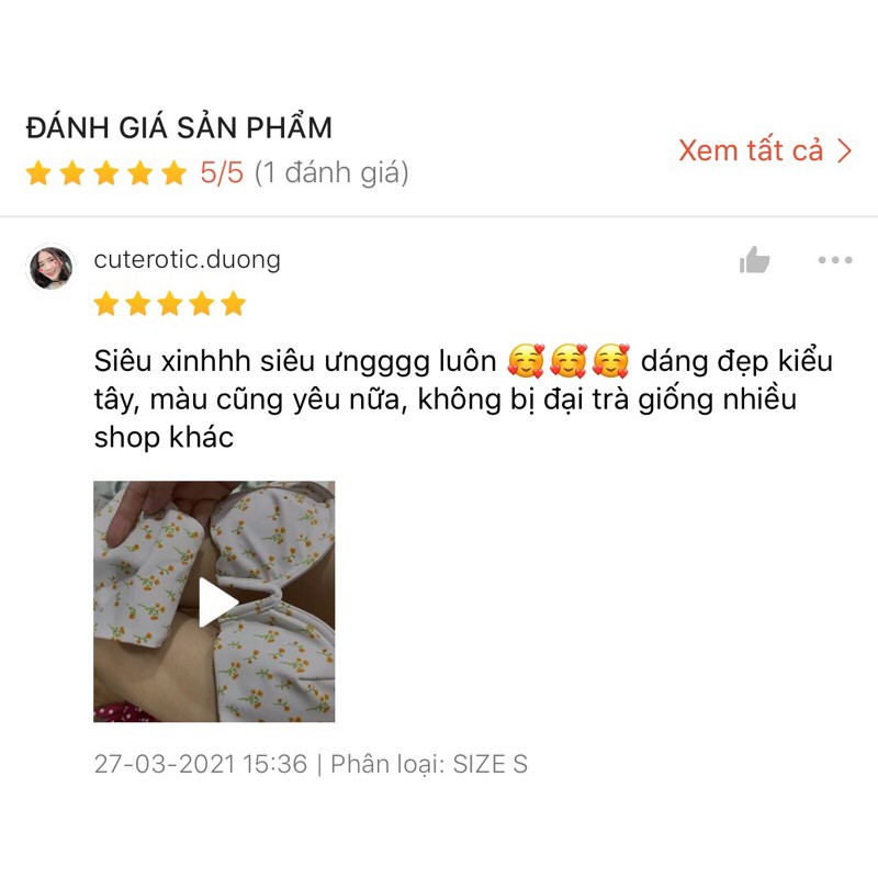 Hàng loại 1 - Bikini 2 mảnh họa tiết hoa nhí vintage có gọng nâng ngực tôn dáng [meimei_store21]