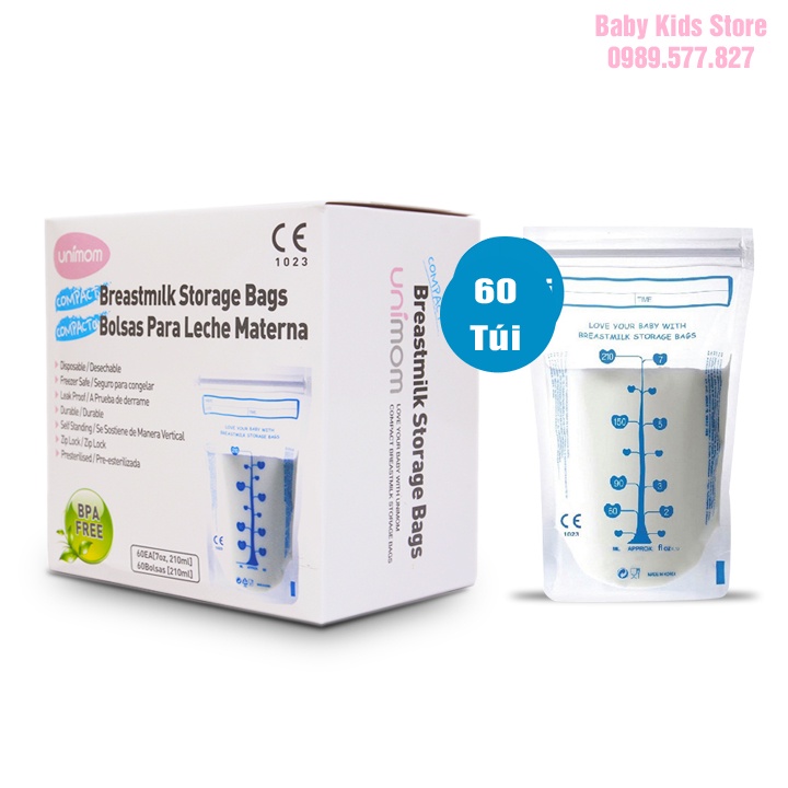 Combo 2 hộp túi trữ sữa Unimom 60 Hàn quốc 210ml UM870268