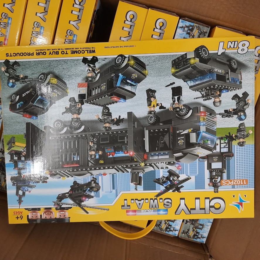 Bộ lego mô hình ô tô cảnh sát máy bay trực thăng gồm 1095 chi tiết  - Đồ chơi lắp ghép trẻ em