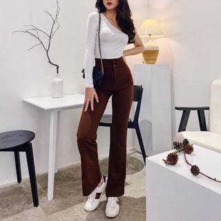 Quần Ống Loe Cạp Cao 2 Khuy 💕 Quần Công Sở Nữ Vải Tuyết Mưa Chống Nhăn | BigBuy360 - bigbuy360.vn
