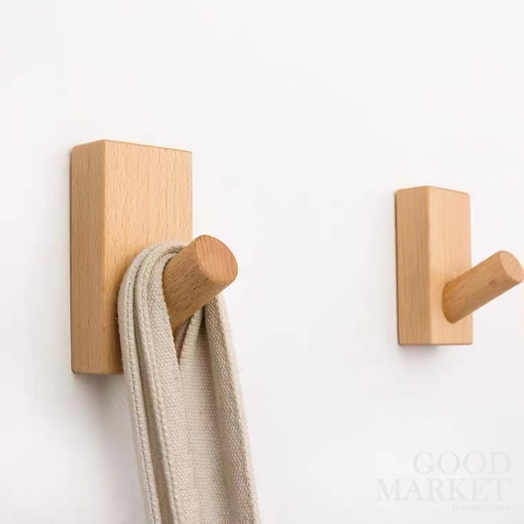 Móc dán tường / móc dán tường / móc dán tường chịu lực / Móc Treo Đồ Gắn Tường Bằng Gỗ Trơn Đơn Giản Phong Cách Bắc Âu Cổ Điển HGJ437