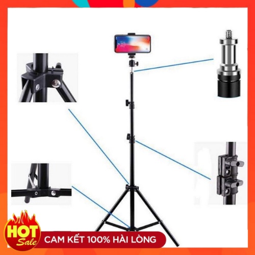 Giá đỡ điện thoại 3 chân dùng để chụp ảnh, livestream, quay tiktok tiện lợi chắc chắn cao 70cm-2m1
