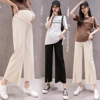 Quần Lụa Dài Ống Rộng Xẻ Tà Thời Trang Cho Mẹ Bầu