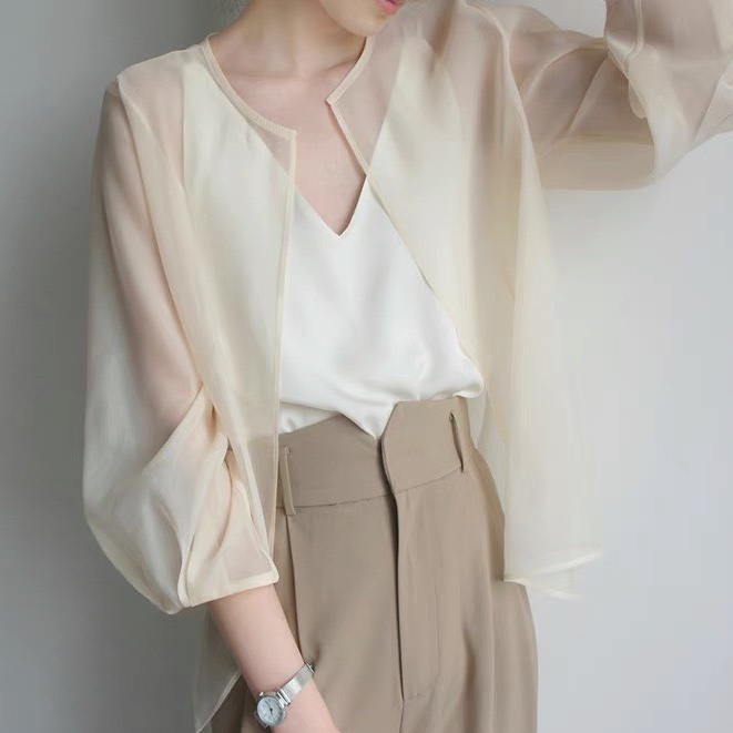 Áo sơ mi mỏng khoác ngoài, áo chất liệu tơ Nhật cao cấp A15