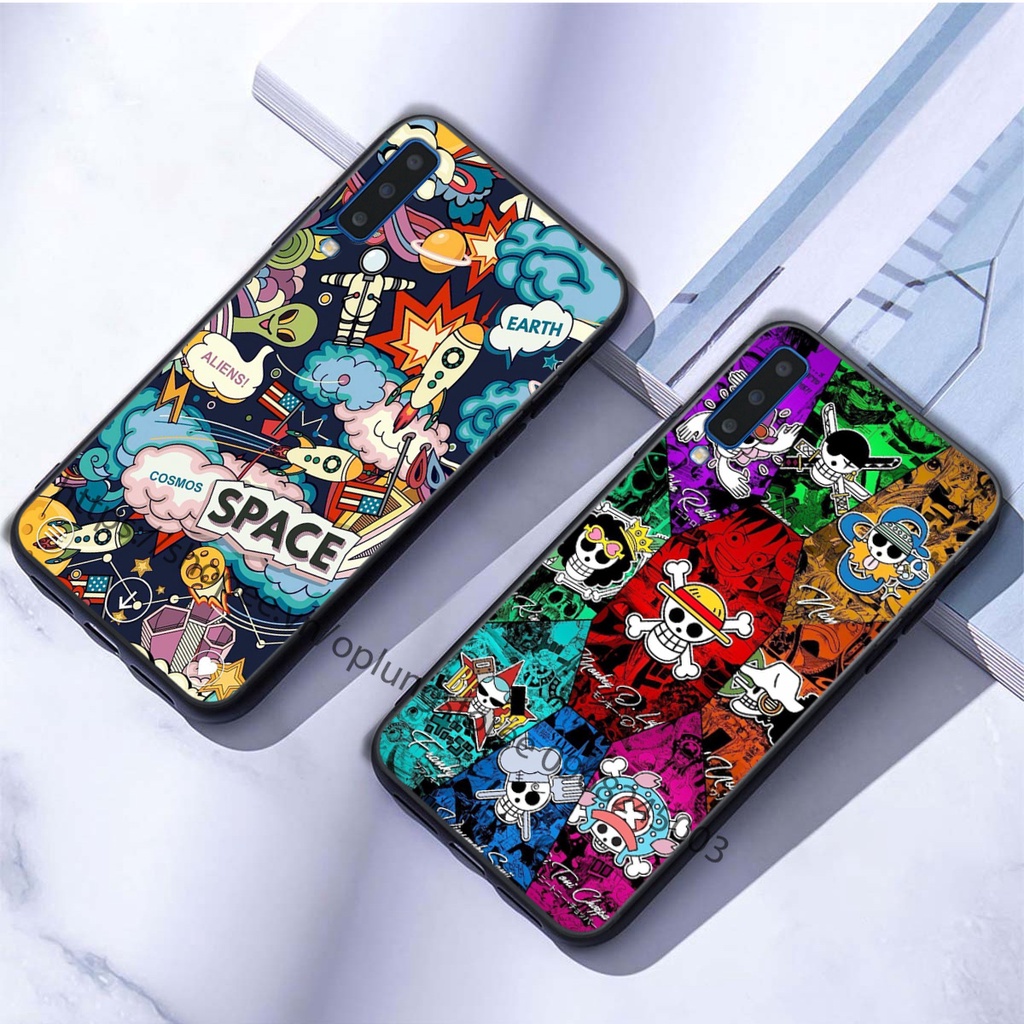 Ốp lưng Samsung A7 2018/A9 2018 in hình thương hiệu thời trang đa sắc cá tính.