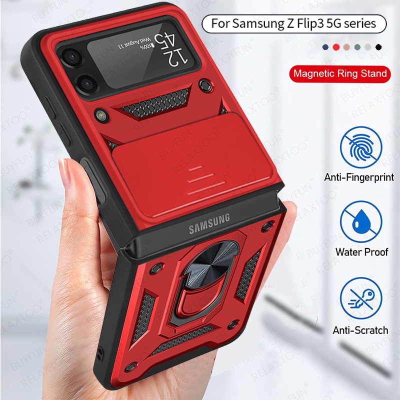 Ốp Điện Thoại Có Nắp Trượt Bảo Vệ Máy Ảnh Tàng Hình Cho Samsung Galaxy Z Flip3 Zflip 3 5g