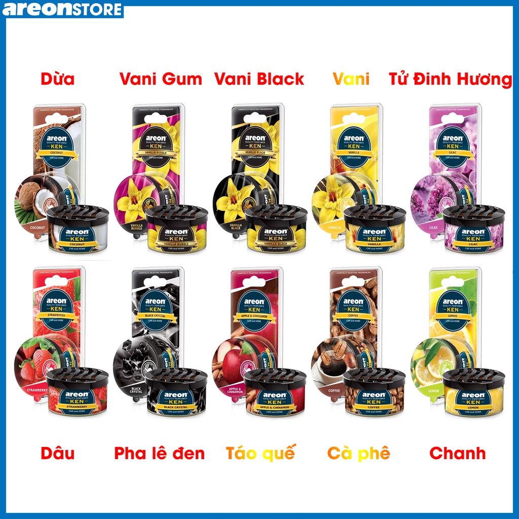Sáp Thơm AREON Khử Mùi Xe Hơi Cao Cấp - hương Cafe - Vani - Táo quế - Dâu | BigBuy360 - bigbuy360.vn
