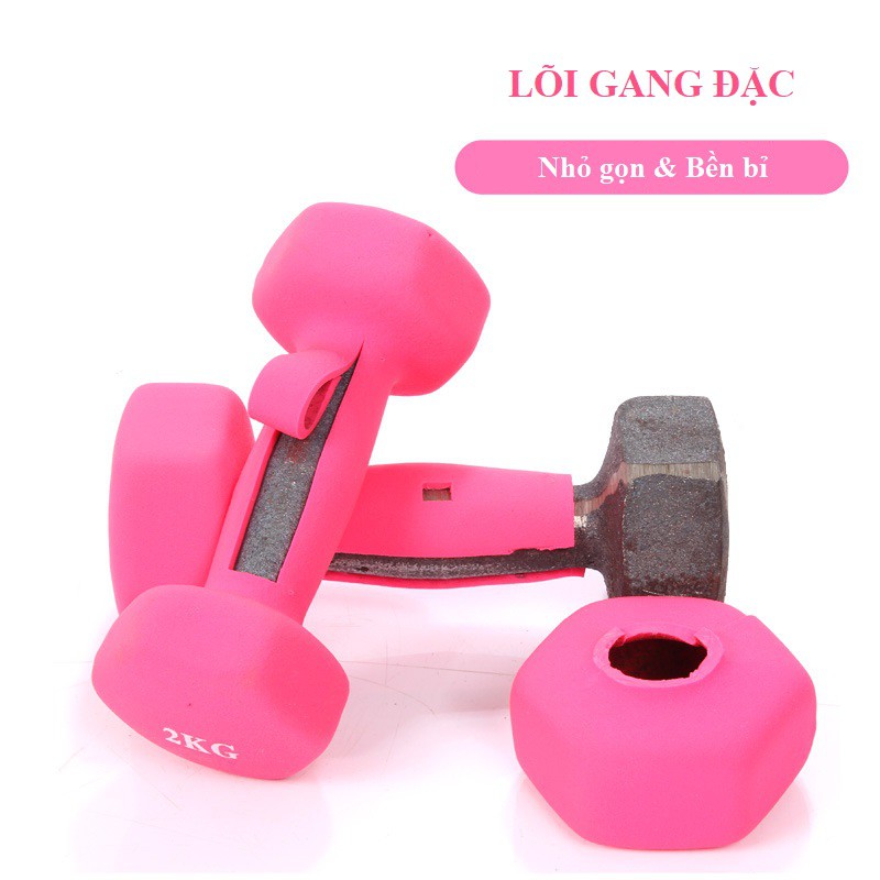 Tạ tay 1KG , 2KG [ Giá 1 CHIẾC] Tạ đơn lõi gang đặc bọc cao su cao cấp 1 KG 2 KG bền tốt tập gym yoga thể dục tại nhà