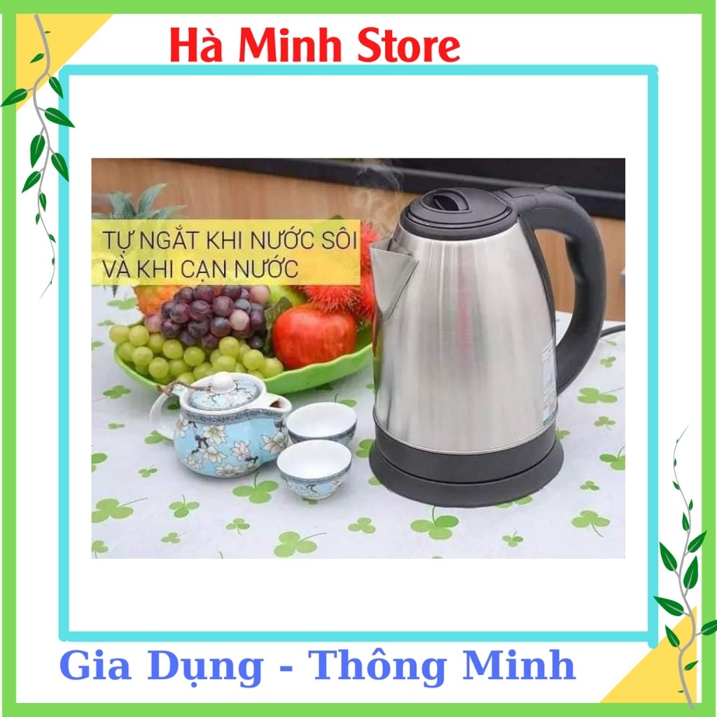 [Giá Sập Sàn]  Ấm Đun Nước Siêu Tốc Tiện Dụng, Dung Tích 1,8L, Inox Chống Gỉ Sét - Ấm Tự Động Ngắt Khi Nước Sôi