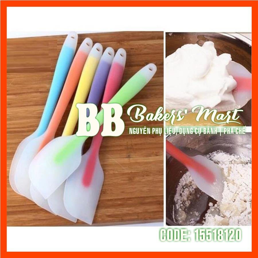 Spatula phới dẹt vét trộn bột silicone đúc liền LÕI MÀU NHỎ - 20.5cm (GIAO MÀU SẮC NGẪU NHIÊN)