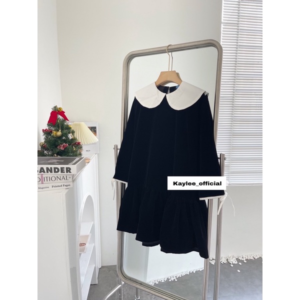 Váy Nhung Cổ Sen Dáng Babydoll Xoè ảnh thật Kaylee | BigBuy360 - bigbuy360.vn