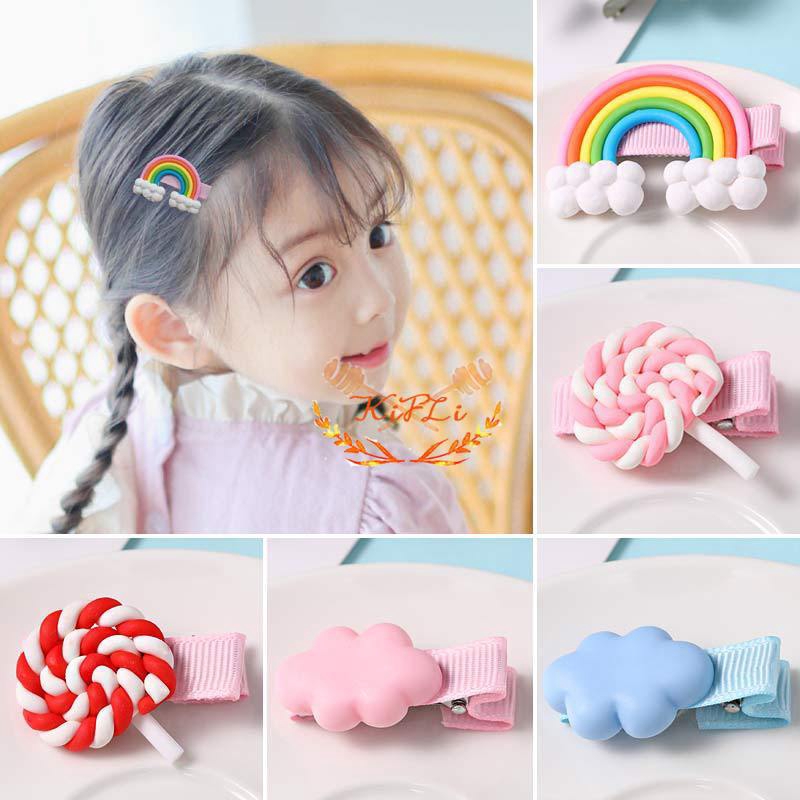 Kẹp Tóc Hình Nơ Màu Sắc Cầu Vồng Xinh Xắn Cho Bé Gái