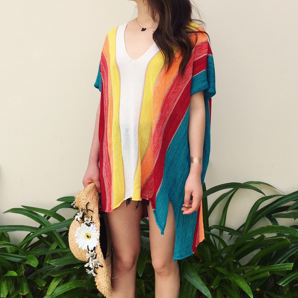 Áo Len Boho Màu Cầu Vồng - MUOJ