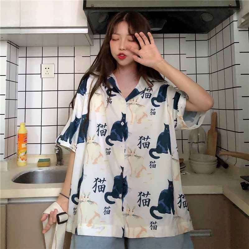 NRVP Áo Sơ Mi Dáng Rộng Thời Trang Hàn Quốc Cá Tính Cho Nữ