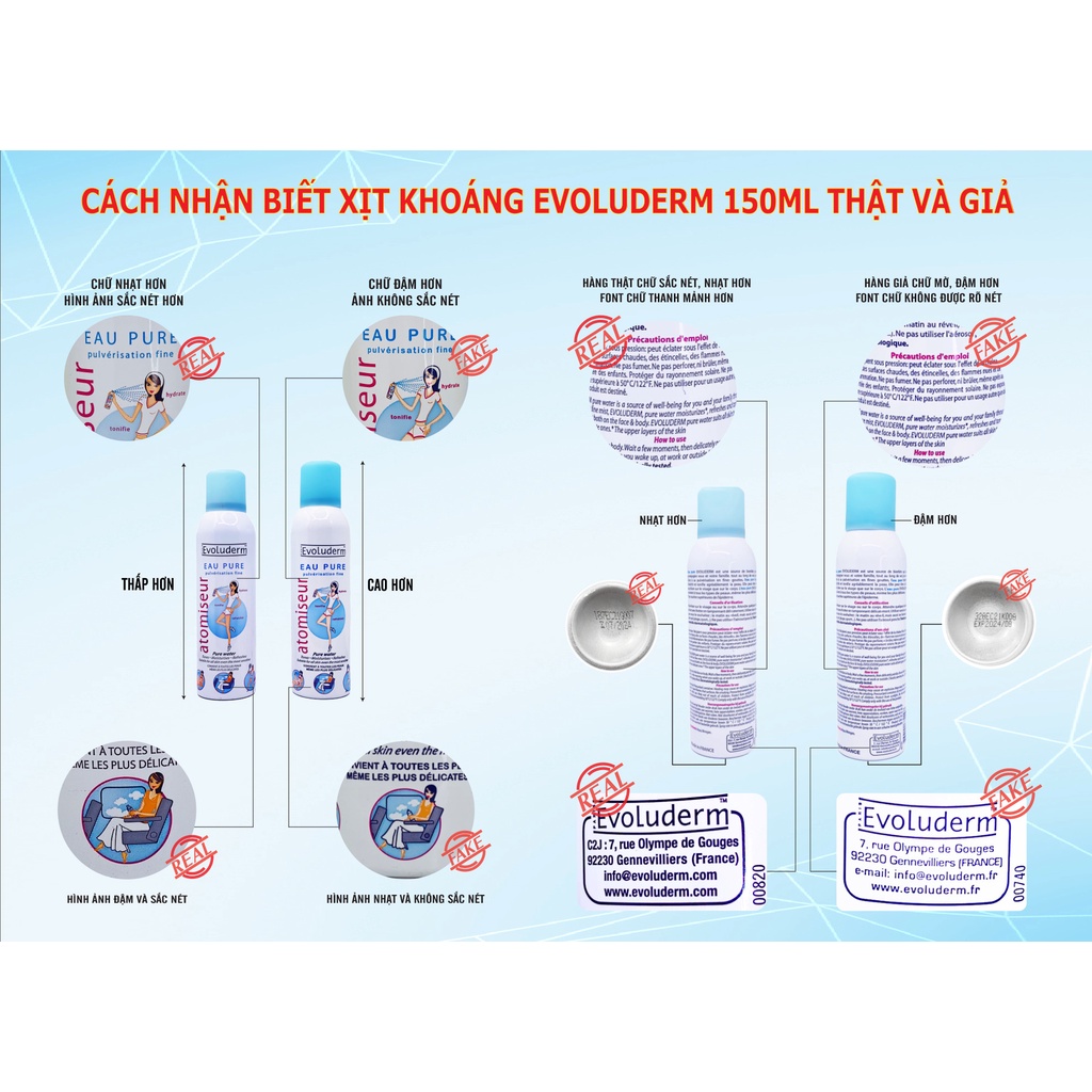 Nước Xịt khoáng Evoluderm giúp dưỡng da cấp ẩm tức thì và làm dịu làn da 150ml (12206)