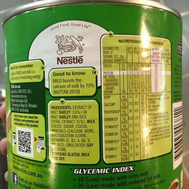 Sữa Milo Úc 1kg. Giá 275k