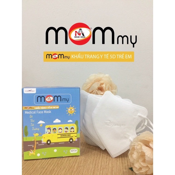 Khẩu trang y tế 5D trẻ em MOMMY 1hộp 10cái ,thương hiệu FAMAPRO,