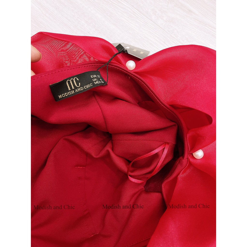 Váy đỏ body trễ vai bồng ngực V058 - Mimo Shop phân phối chính thức ( kèm video+ ảnh thật shop tự chụp)