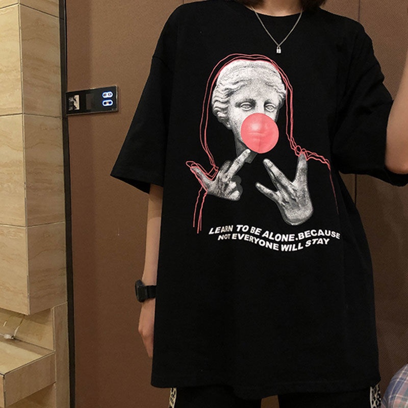 Happy-store ❤️ Áo Thun Tay Ngắn Cổ Tròn In Hình Thời Trang Độc Đáo