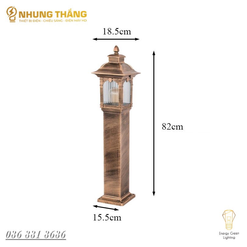 Đèn Cột Trang Trí Sân Vườn Cổ Điển DSV-1172 Chống Nước - Chiều Cao 82cm - Cắm Điện 220V - Kèm Bóng G45 - Bảo Hành 1 Năm