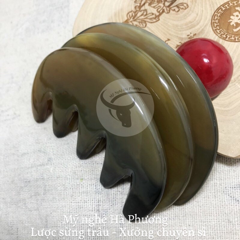 Lược sừng chải thông kinh lạc (size: S-10cm), mẫu 5 răng bản to, đẹp - mát xa giúp lưu thông khí huyết cực kì tốt