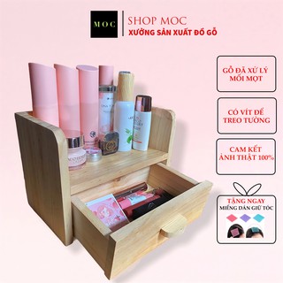 Combo 2 Kệ đựng mỹ phẩm giá để đồ trang điểm để bàn gỗ mini treo tường tủ đồ đa năng bền đẹp decor Shop Mộc