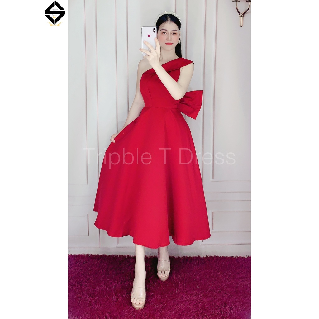 Đầm xoè lệch vai nơ lưng gợi cảm TRIPBLE T DRESS - size M/L - MS161V