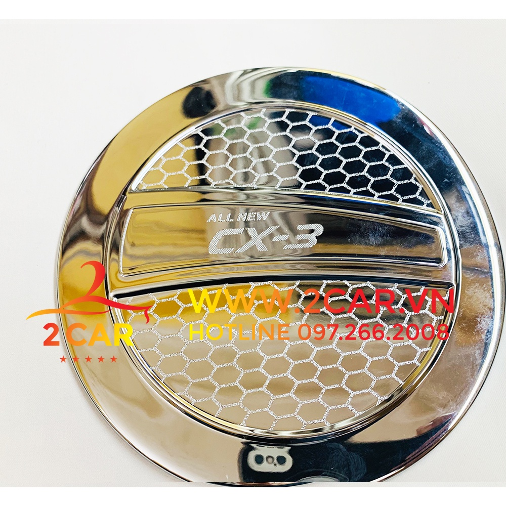 Ốp trang trí nắp bình xăng mạ crom Cho xe Mazda Cx3 (Cx-3)các đời xe đều phù hợp