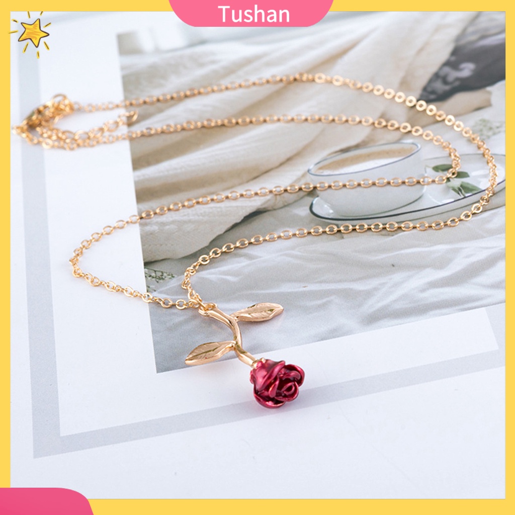 Dây Chuyền Hợp Kim Mặt Hình Hoa Hồng Thanh Lịch Cho Nữ
